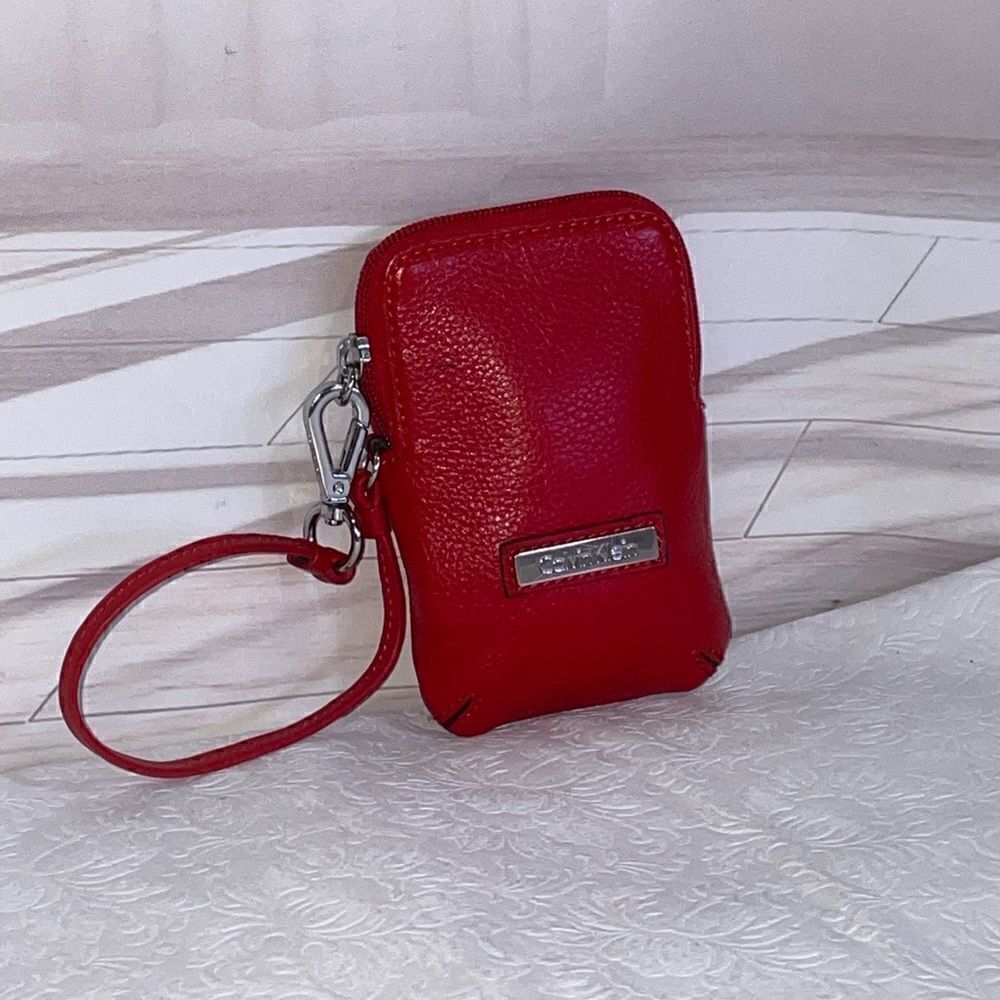 Calvin Klein Leather Wristlet Red Small